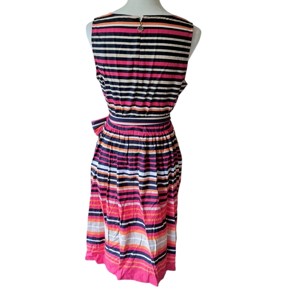 Faux Wrap Stripe 100% Cotton Dress - Picture 2 of 9